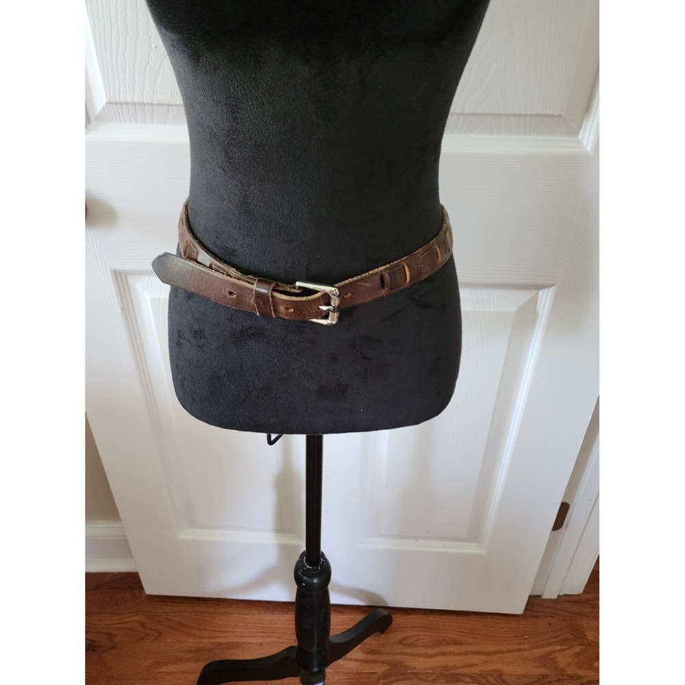 Women's Vintage 90'sBrown Adjustable Belt 37" with Silver Buckle